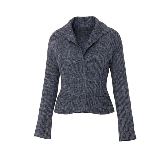 93h25 ISSEY MIYAKE Haat イッセイミヤケ ハート ロングスリーブシャツ チェック柄 ストレッチ 薄手 サイズ2 グレー系 レディースo07t