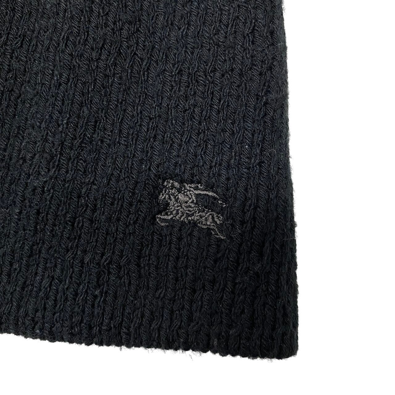 81g4 BURBERRY LONDON BLUE LABEL バーバリーロンドン ブルーレーベル ハイネック ニットジャケット ダブルブレスト ホース刺繡 サイズ38 ブラック レディース 女性用o07t