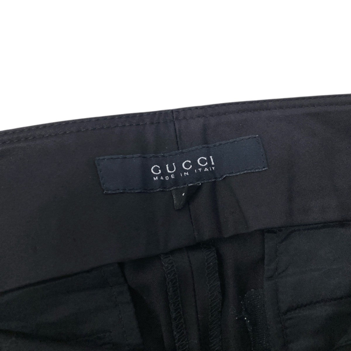 66j4 GUCCI グッチ 2005年 スラックス ベルトデザイン イタリア製 38サイズ ブラック レディース 女性用u02t
