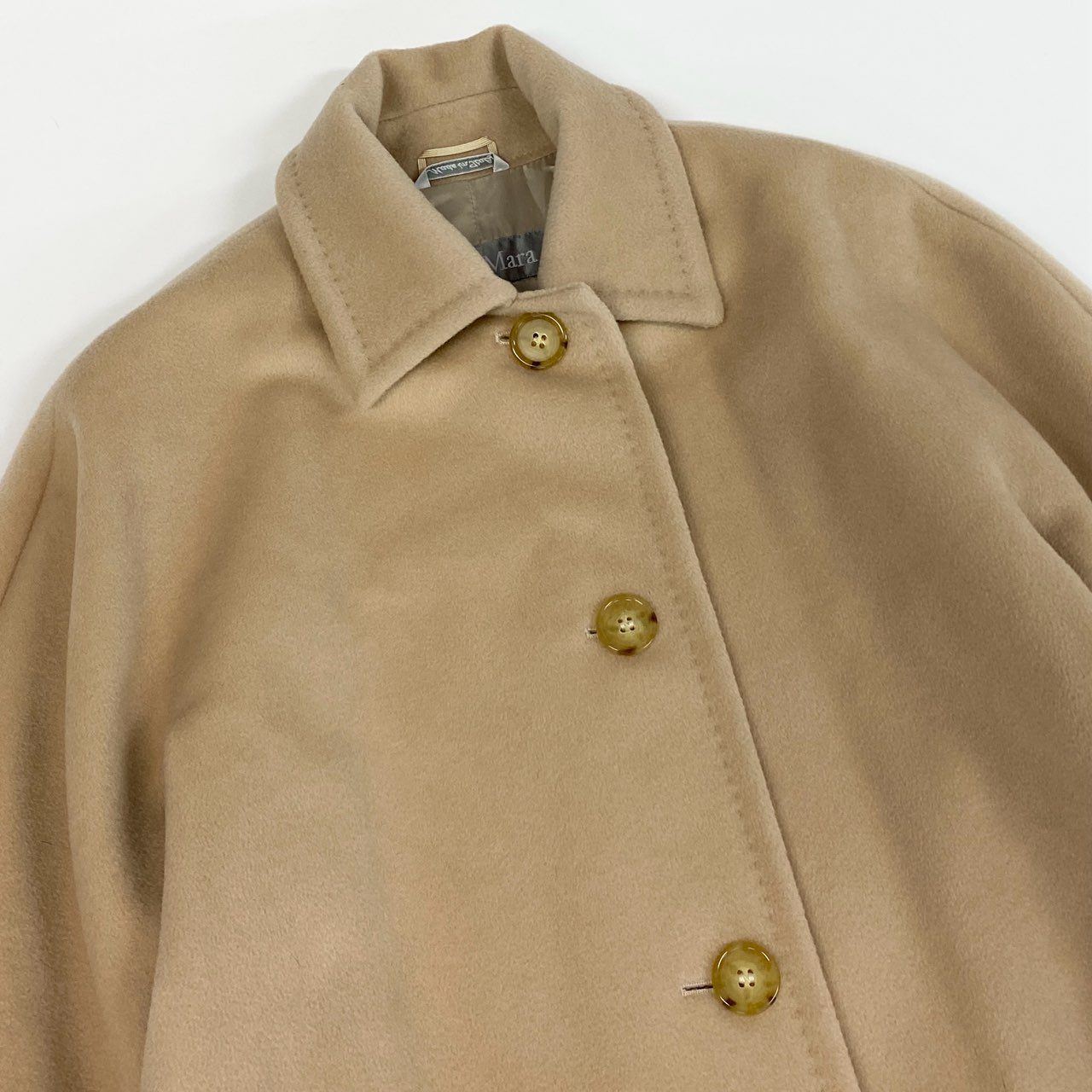 52a21 《美品》 MAX MARA マックスマーラ 銀タグ Wool Long Coat  ウールロングコート サイズ36 ベージュ イタリア製t18r