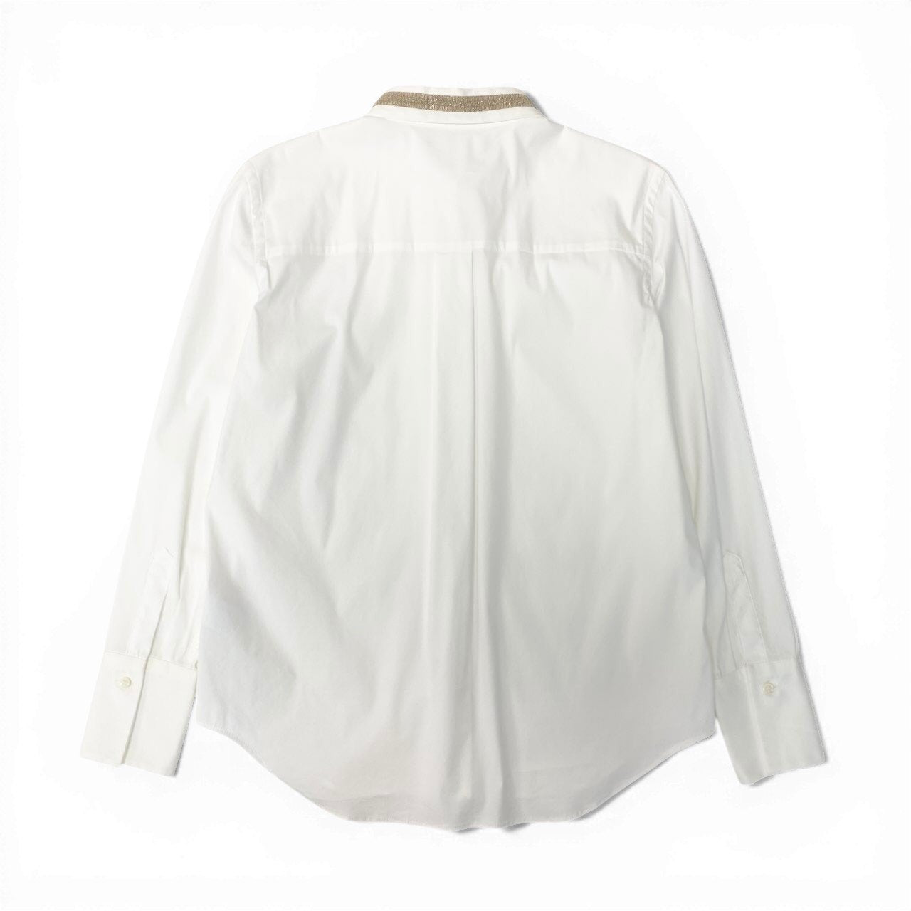 83c27 BRUNELLO CUCINELLI ブルネロクチネリ ロングスリーブシャツ ビーズ装飾 コットンブレンド 薄手 レディース 女性服 イタリア製 サイズXS ホワイトu02t