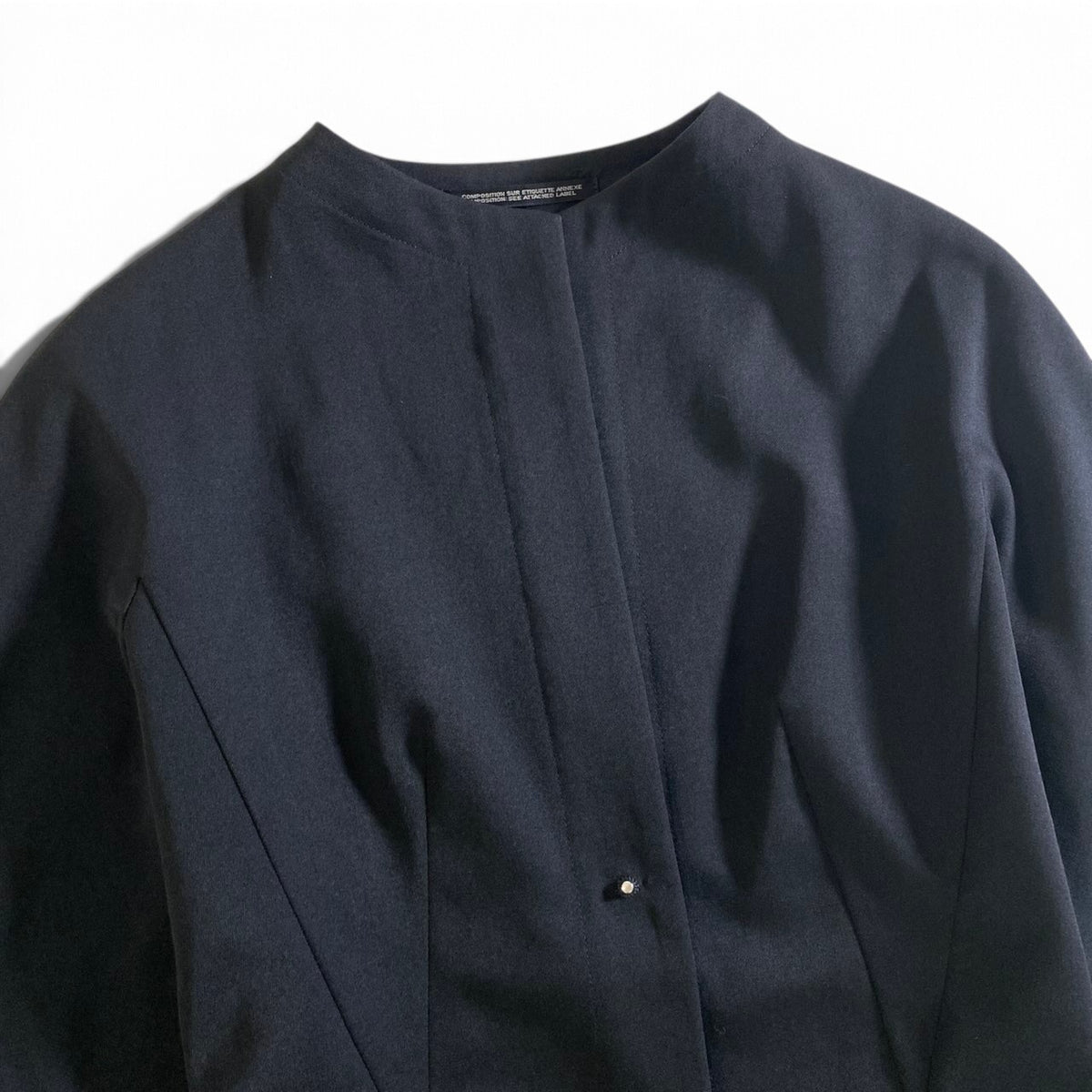 34j26 【美品】 YOHJI YAMAMOTO COSTUME ヨウジヤマモト コスチューム 2000年SS アーカイブ ノーカラージャケット 7分袖 フォーマル サイズ1 ブラック レディースu02t
