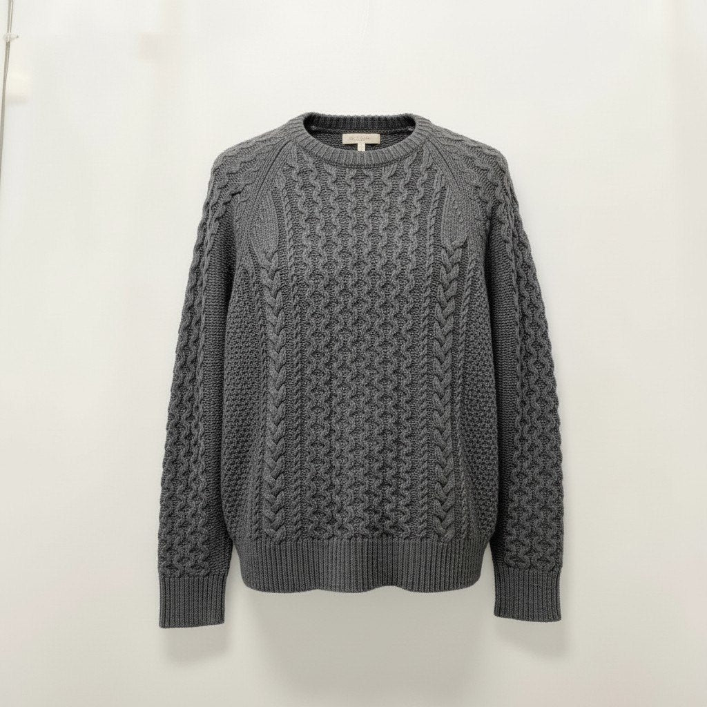 31c16 Patagonia パタゴニア ケーブルニット リサイクルウールブレンドニットセーター トップス M～Lサイズ グレー ユニセックス メンズ レディースo07t