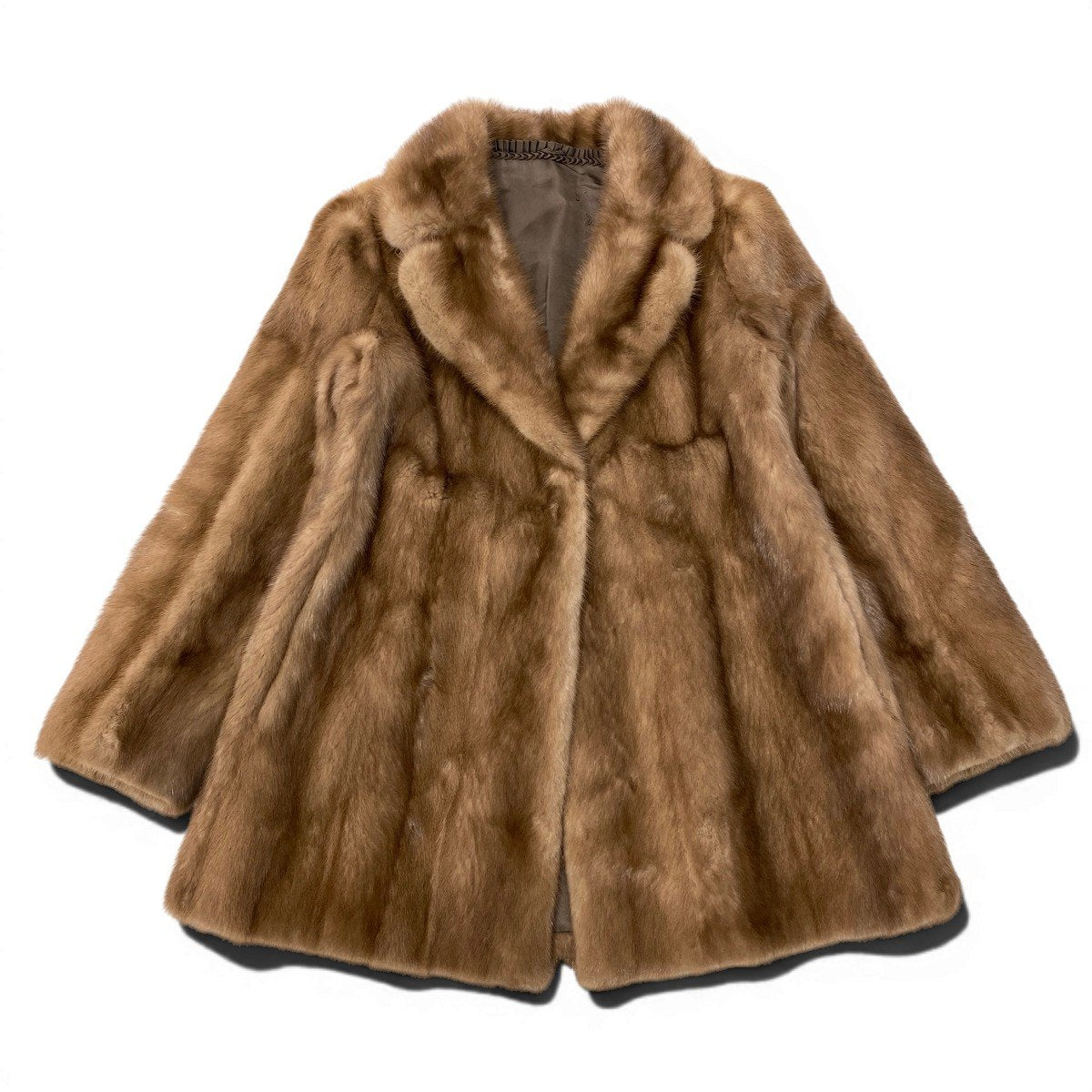 92h8 パステルミンク ファーコート サイズ9 茶系 本毛皮 Pastel Mink Fur Coat リアルファー 柔らか◎t18r