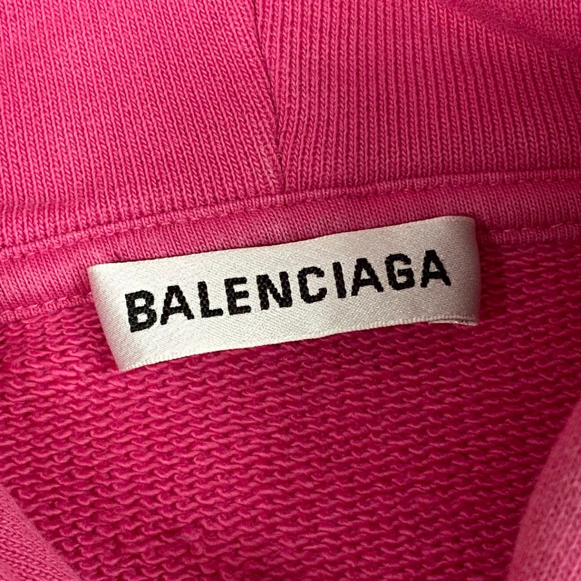 60f2 BALENCIAGA バレンシアガ プルオーバーフーディー パーカー スウェット ブランドロゴ  Mサイズ ピンク コットン100％ メンズ 男性用o07t