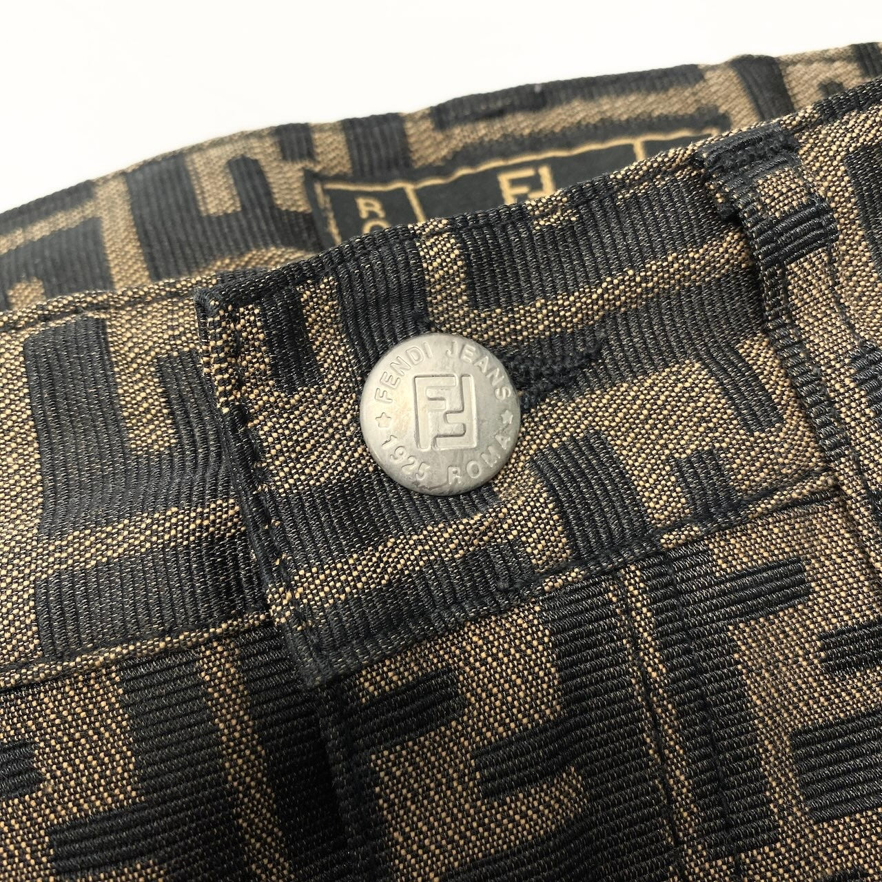 Mc30  FENDI フェンディ ズッカ柄 ロングパンツ テーパードパンツ 総柄 サイズ29 ベージュ系 メンズ 紳士服u02t