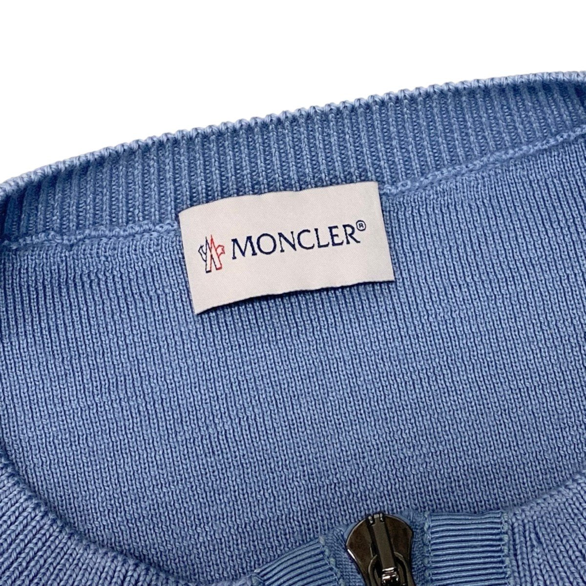 Ei13 MONCLER モンクレール  CARDIGAN TRICOT カーディガン トリコット ダウン ロゴワッペン XS ライトブルー レディース 女性用k02i
