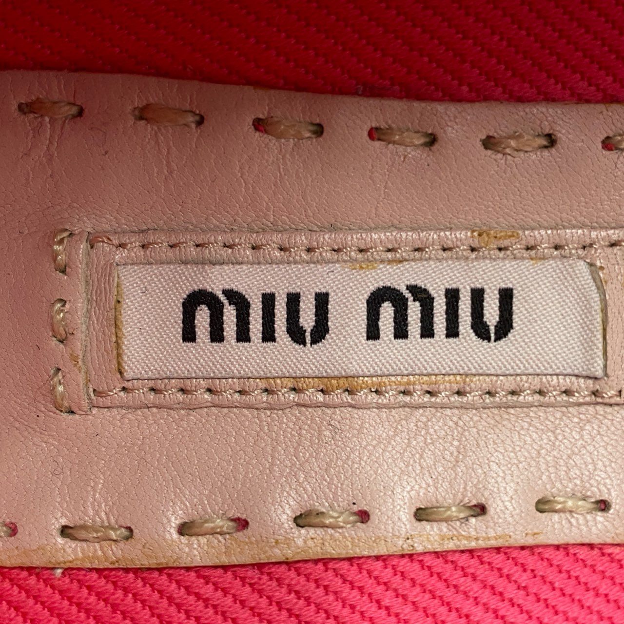 6f26 miu miu ミュウミュウ ポインテッドトゥ スリッポン スニーカー サイズ36 ピンク キャンバス レディース 女性用 靴