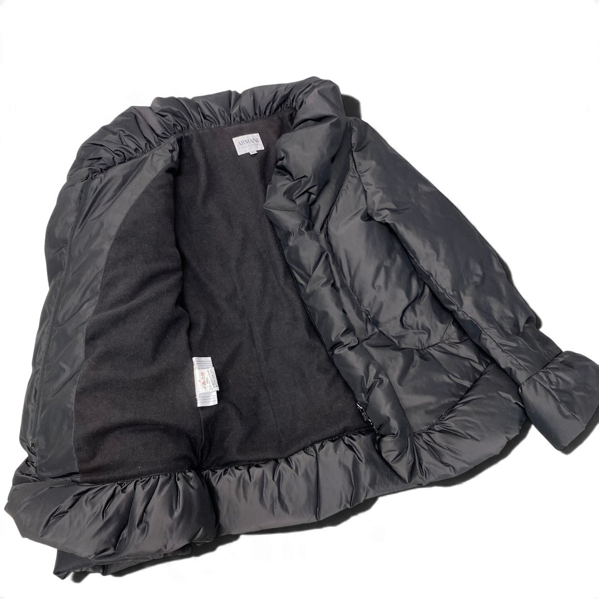 28j15 ARMANI COLLEZIONI アルマーニコレツィオーネ ショールカラー ダウンジャケット ハーフコート 38 ダークブラウン レディースo07t