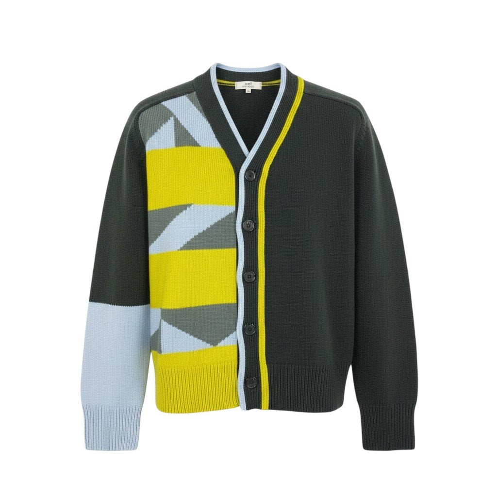 71i15 《未使用品》 HERMES エルメス 22AW タングラム ストライプ カーディガン トップス XXL マルチカラー カシミヤ100 メンズu02t