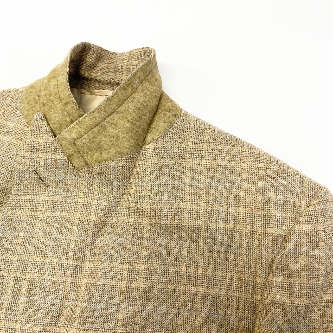 76a28 Vintage Brioni ブリオーニ FLAMINIO スーツセットアップ テーラードジャケット スラックス チェック柄 50サイズ ベージュ ウール100％ メンズ 男性用u02t