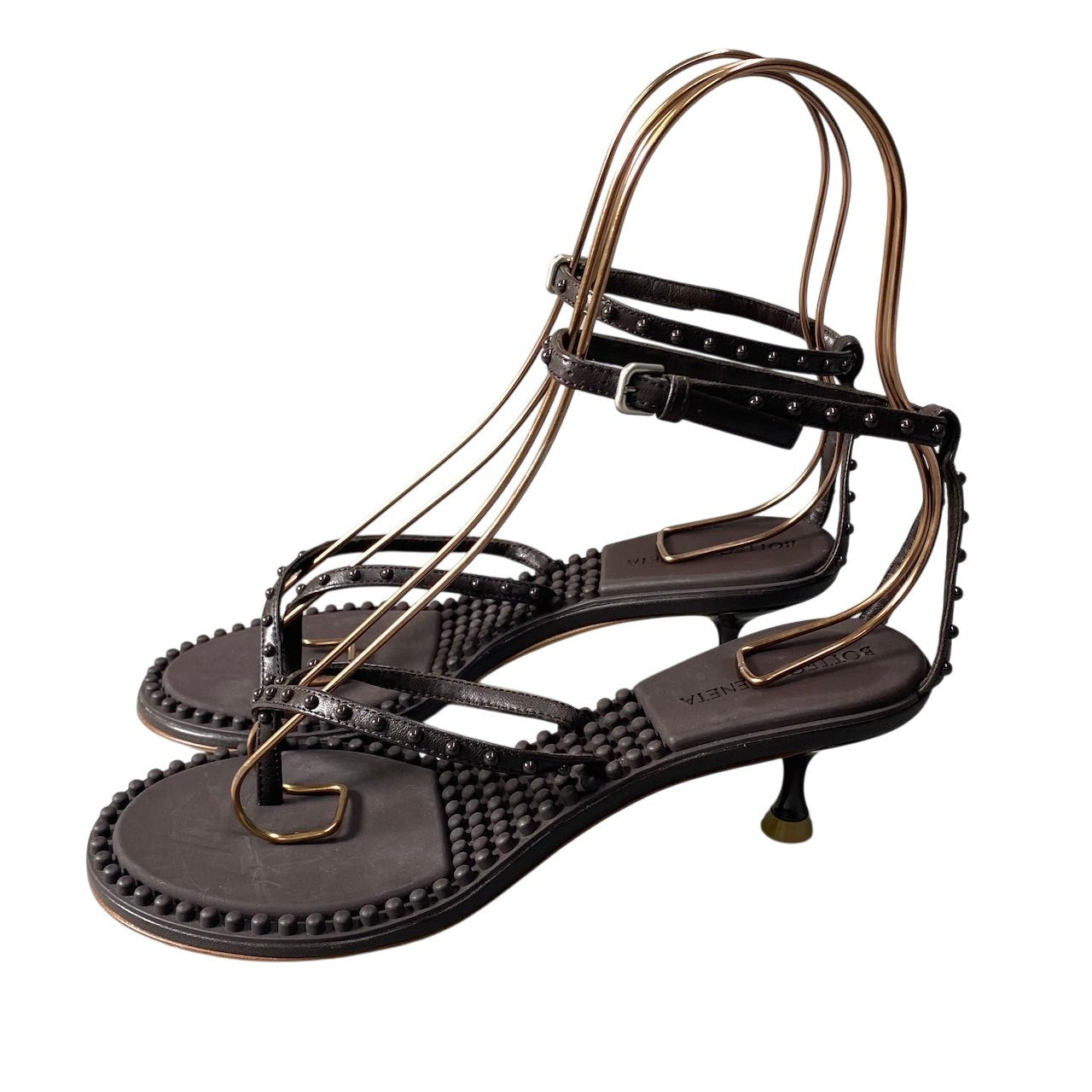 h10 【美品】BOTTEGA VENETA ラグーンバブル トングサンダル イタリア製 36 1/2サイズ ダークブラウン レザー レディース 女性用k02i