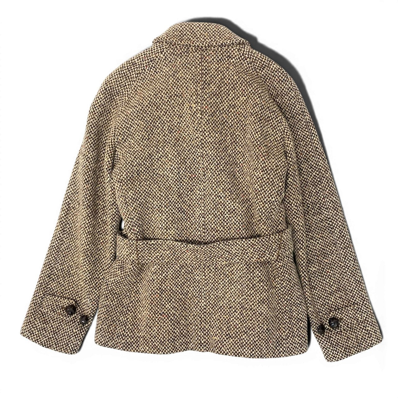 26e8 Max Mara マックスマーラ ダブルブレスト ツイードコート 中綿ジャケット ハーフコート サイズ42 ベージュ ブラウン系 レディース 女性用u02t