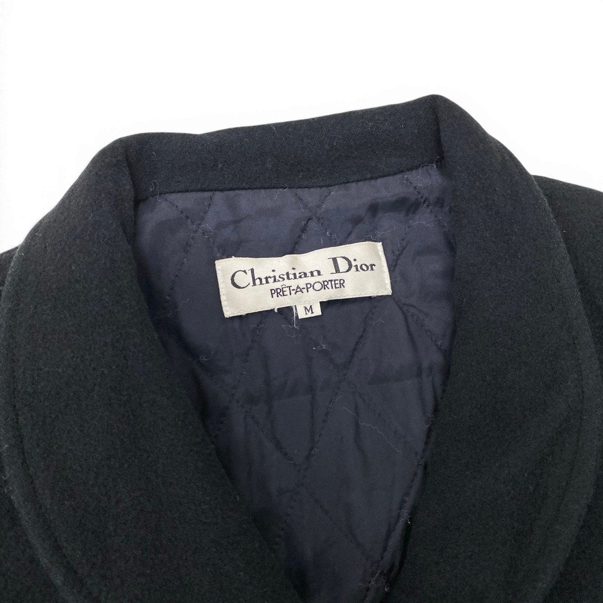 Ef25 Christian Dior クリスチャンディオール 中綿ウールコート ハーフコート サイズM ブラック レディースo07t