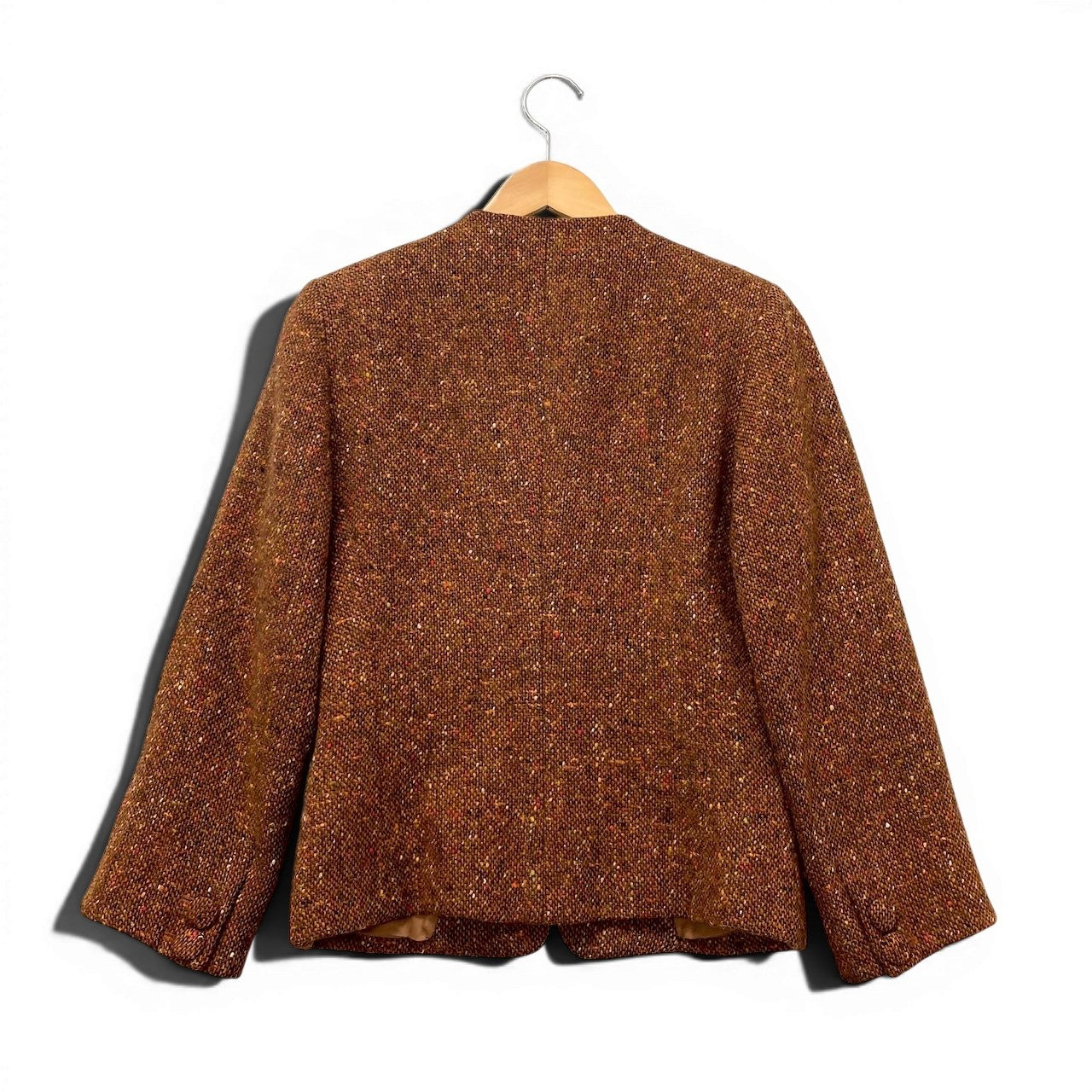 3g2 LOEWE ロエベ ノーカラー ツイードジャケット 刺繍デザイン サイズ42 ブラウン レディース 女性用u02t