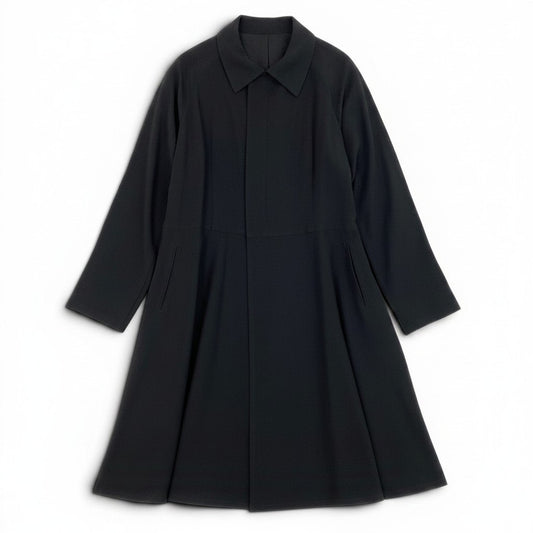 Ae7 Yohji Yamamoto ヨウジヤマモト ハーフジップ シアーロングコート ロングジャケット サイズ1 ブラック ウール100％ レディース 女性服u02t