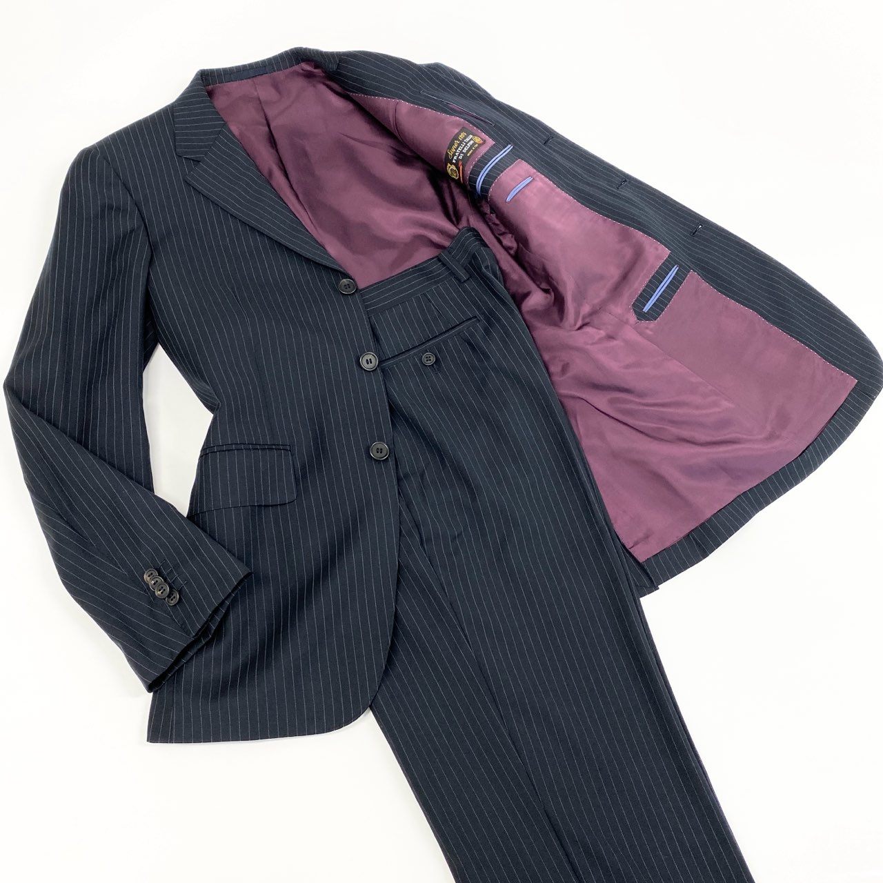 73f27 Paul Smith ポールスミス セットアップスーツ ストライプ ウール super 120's イタリア製 メンズ 男性用 FN-GS-23359 L ダークネイビー