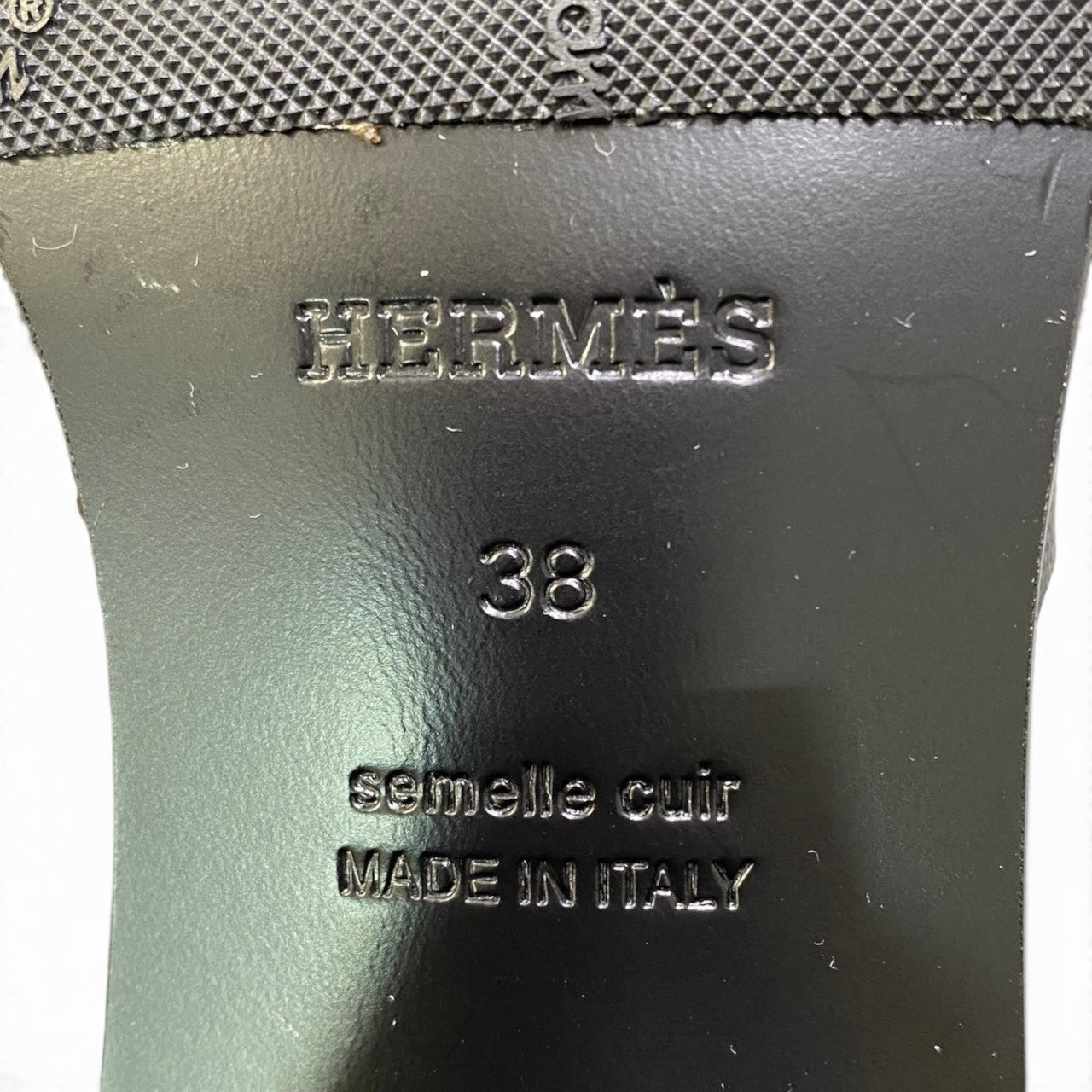 i8 【極美品】 Hermès エルメス モカシン ドーフィン ヒールローファー H金具 サイズ38 ブラック レザー レディースk02i