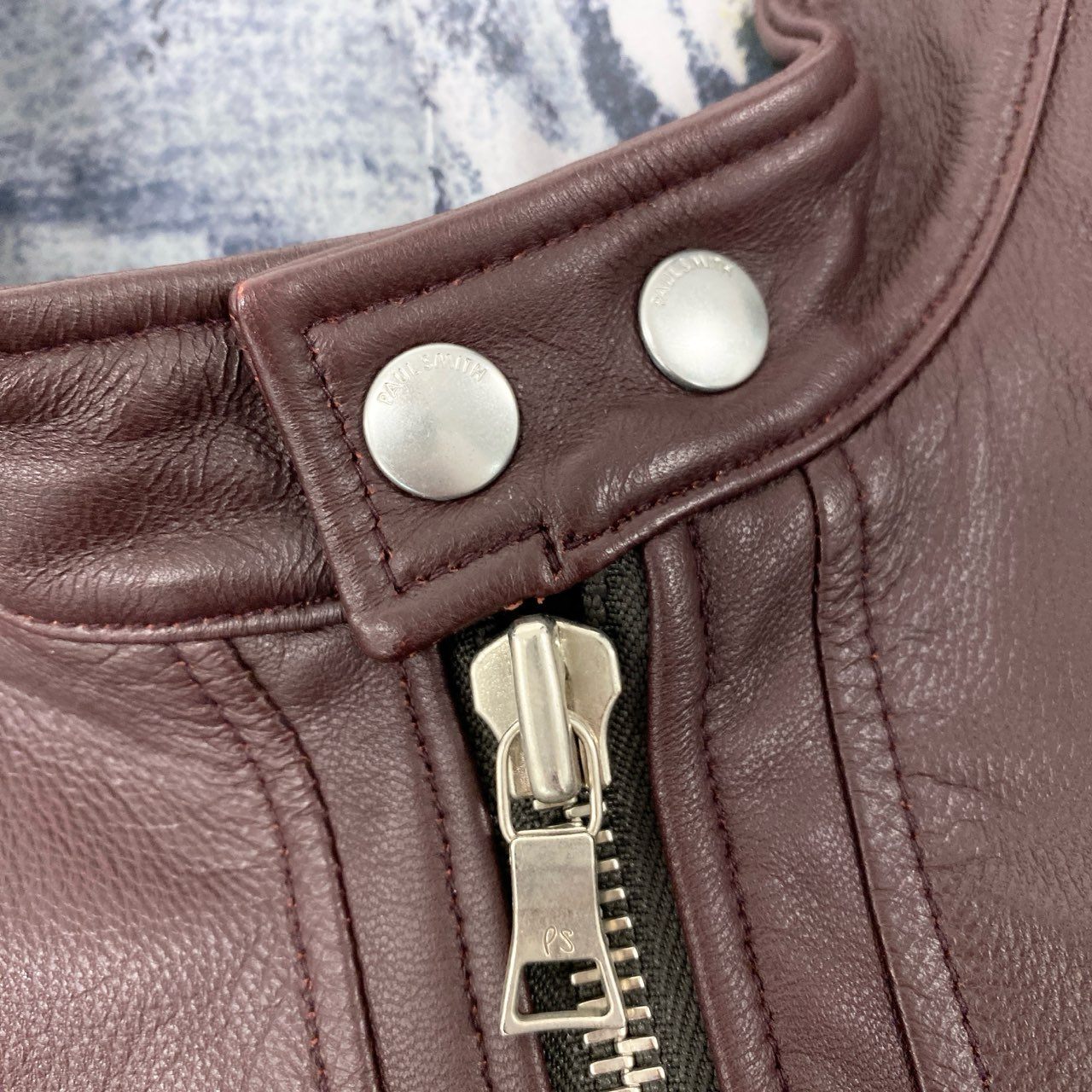 60i29 《美品》定価￥94.600 PS Paul Smith ポールスミス ゴートレザー シングルライダース ジャケット 386NLB L ワインレッド 山羊革 SINGLE RIDERSt18r