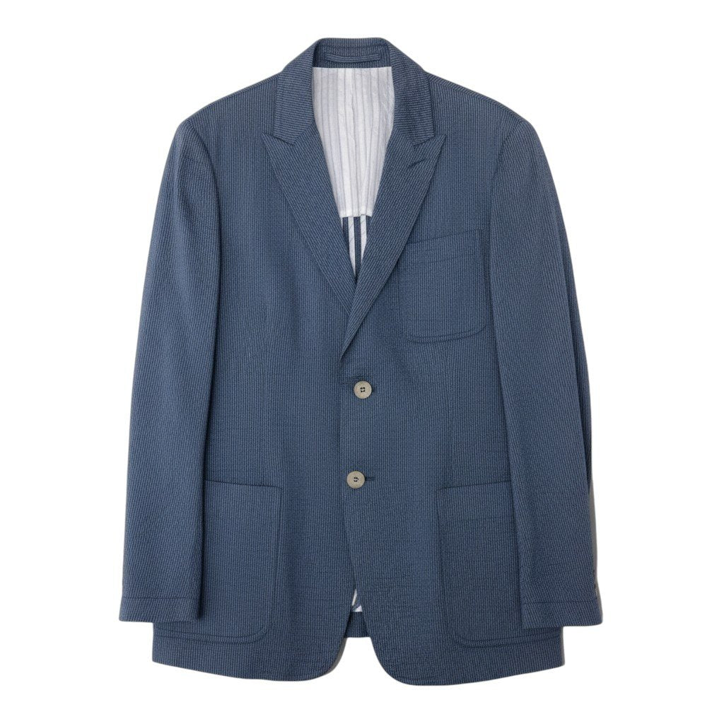 45j8 GIORGIO ARMANI ジョルジオアルマーニ 黒タグ 本切羽 薄手テーラードジャケット ブレザー サイズ50 ブルーt18r