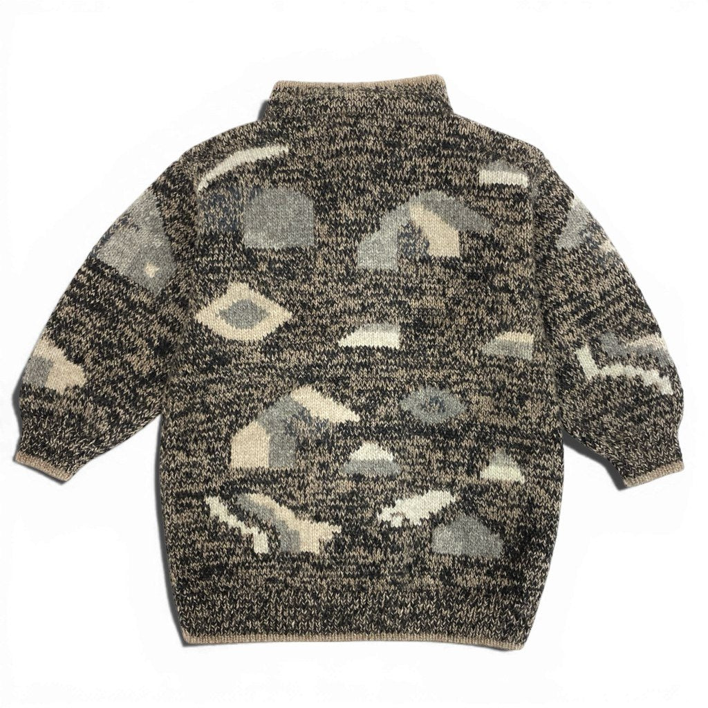 34l24 SIROGOJNO シロゴイノ ヴィンテージ ハンドニットジャケット サイズM 茶系 ピュアウール マケドニア製t18r