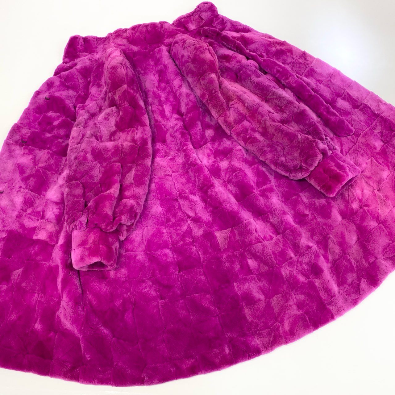 85k4 《超希少》 シェアード 染めミンク 超ロングコート 102cm ピンク 最高級本毛皮 MINK FUR COAT レアカラーt18r