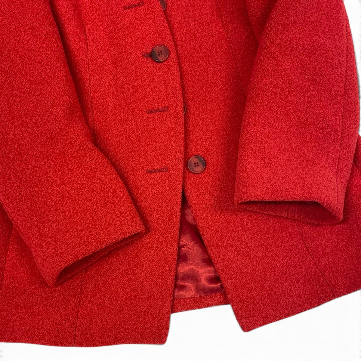 Ei4 【美品】 GIORGIO ARMANI ジョルジオアルマーニ ノーカラー ツイードジャケット  サイズ38 レッド レディースk02i