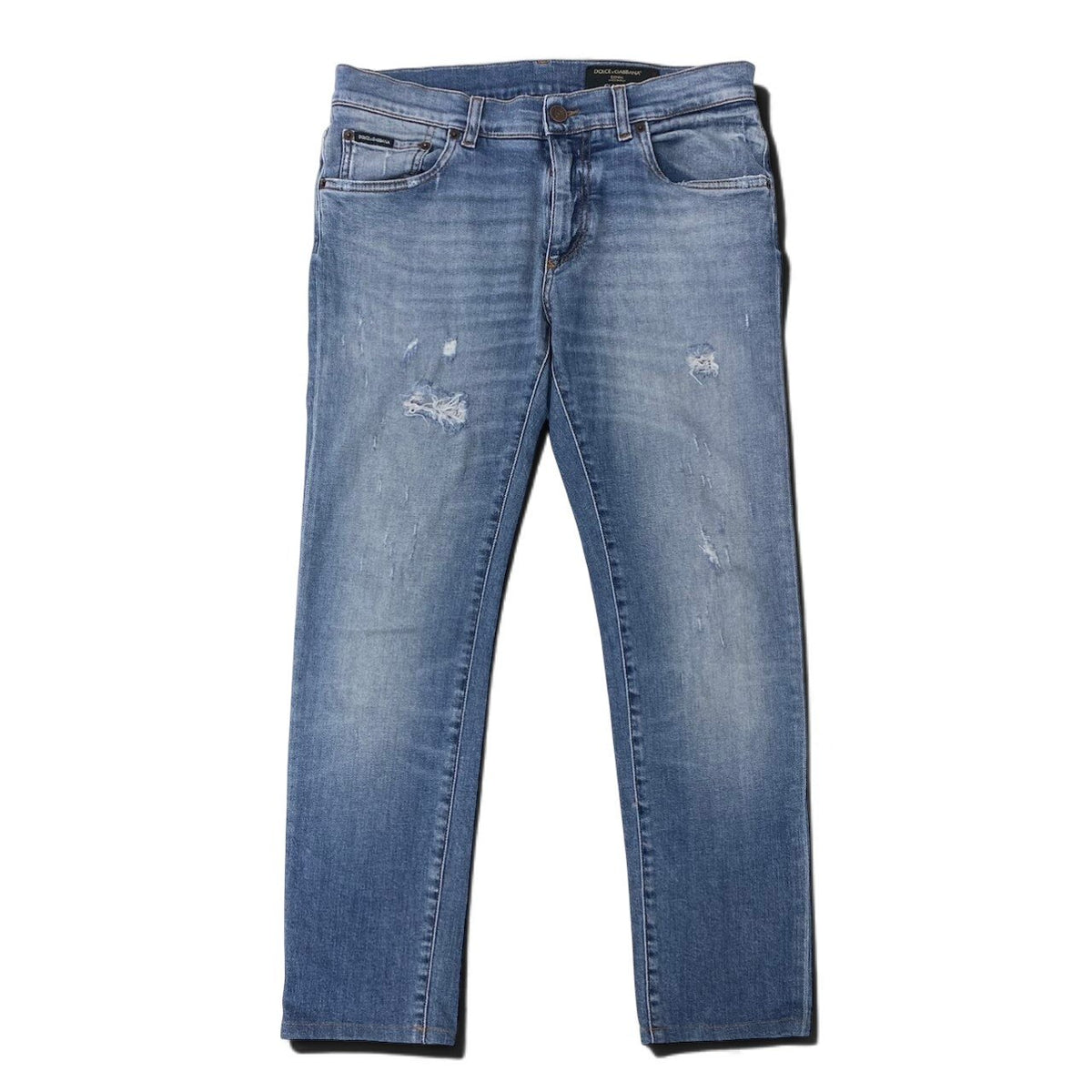 47j16 DOLCE&GABBANA DENIM ドルチェアンドガッバーナ CLASSIC デニムパンツ STRETCH ロゴプレート サイズ48 インディゴ メンズo07t