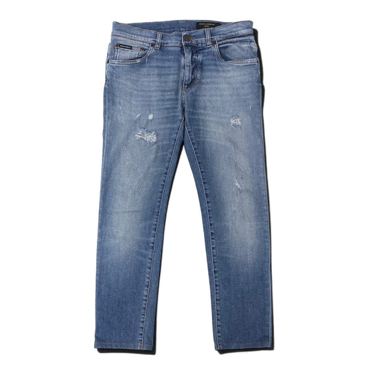 47j16 DOLCE&GABBANA DENIM ドルチェアンドガッバーナ CLASSIC デニムパンツ STRETCH ロゴプレート サイズ48 インディゴ メンズo07t