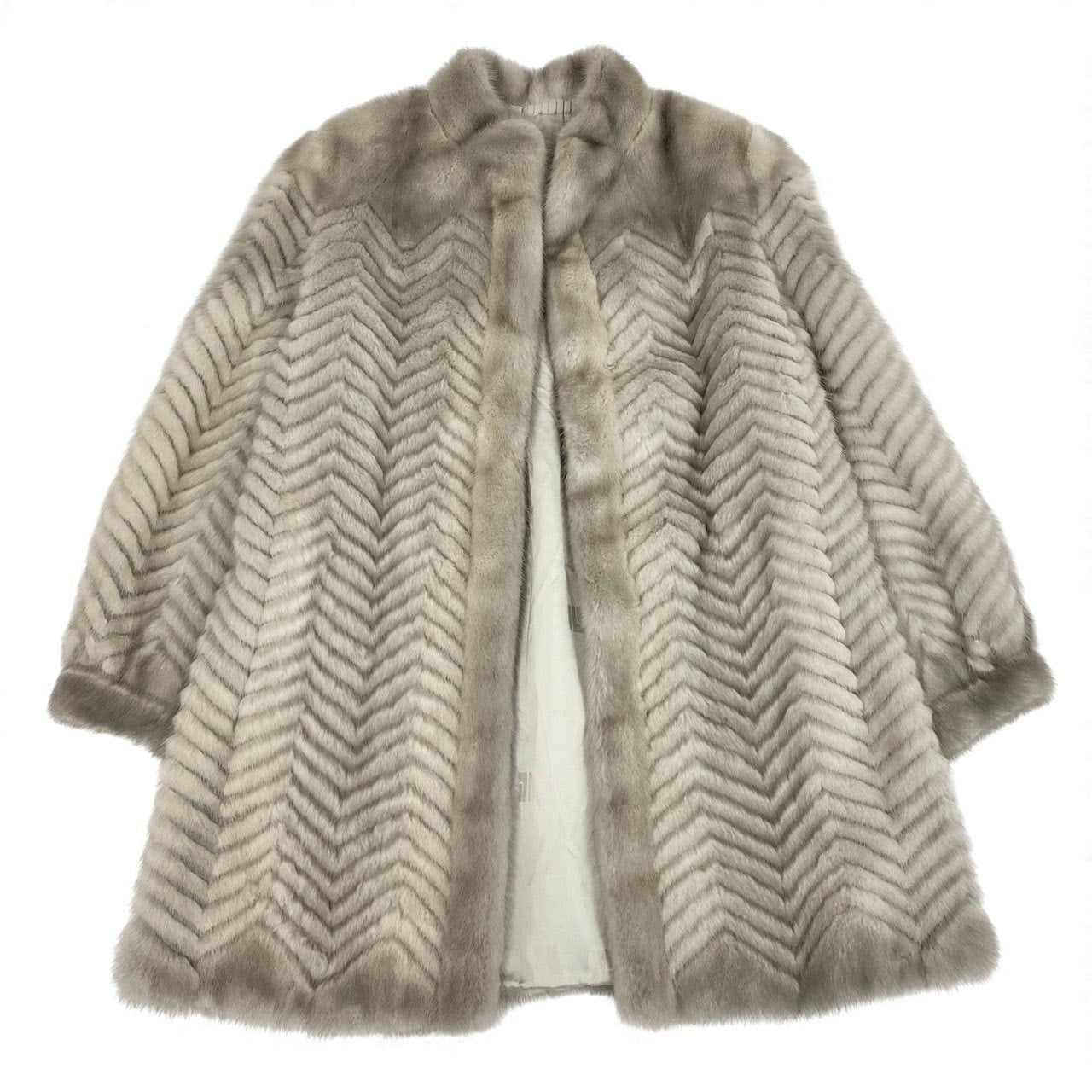 37L10 サファイアミンク ロングコート サイズ11号 シルバーグレー 本毛皮 MINK FUR ポケット有t18r