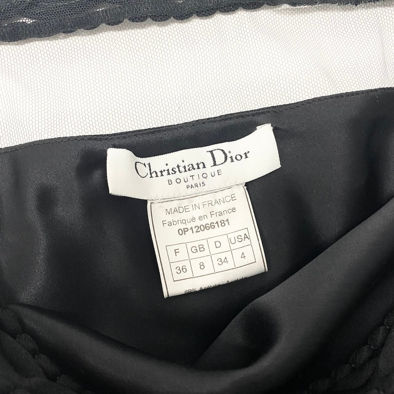 28c10 Christian Dior クリスチャンディオール ガリアーノ キャミソールドレスワンピース レースデザイン フランス製 36サイズ ブラック レディース 女性用u02t