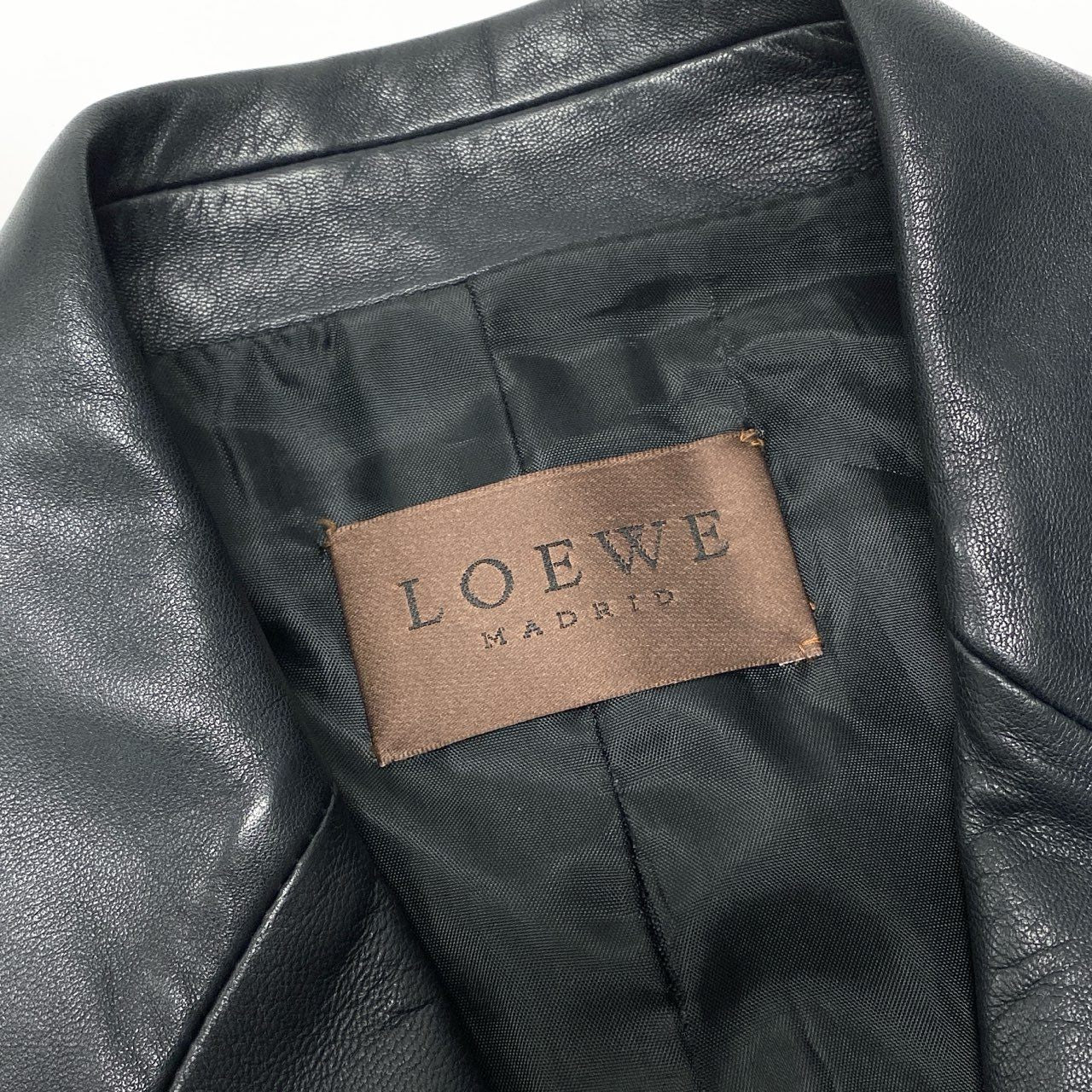 Mb23 LOEWE ロエベ レザーテーラードジャケット レザージャケット アウター H1F7080EL 48サイズ ブラック ラムレザー 羊革 メンズo07t