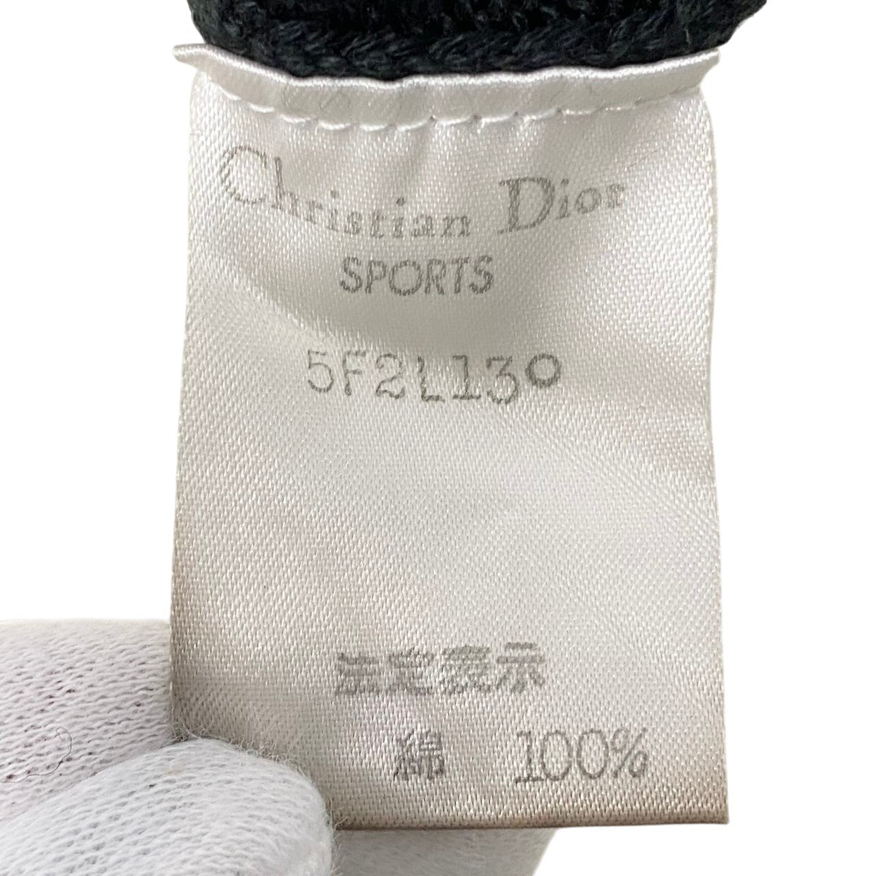61g4 Christian Dior SPORTS クリスチャンディオール クルーネック ニットセーター ロングスリーブ サイズL ブラック コットン100％o07t