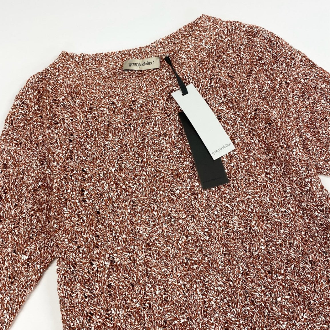 1j27《未使用保管品》 gentry portofino ジェントリーポルトフィーノ ニットセーター  ローゲージニット トップス S2GD616DE 38サイズ オレンジ ホワイト レディースu02t