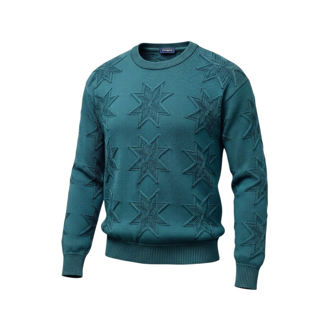 58g7 YVES SAINT LAURENT イヴサンローラン クルーネック ニットセーター 3Dニット サイズLL グリーン メンズ 紳士服o07t