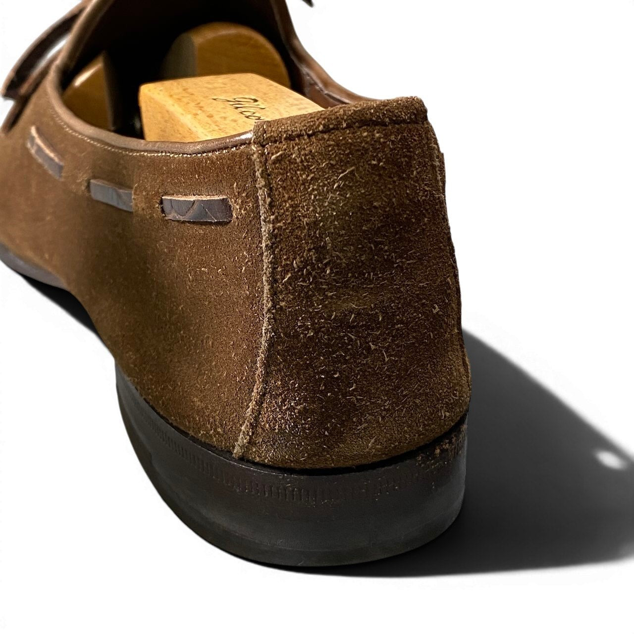 1f10 Santoni サントーニ リボンローファー スウェードレザーシューズ サイズ8 ブラウン メンズ 紳士靴u02t