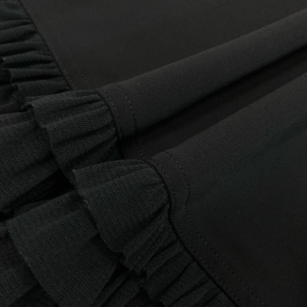 83L22 【美品】TOKUKO 1er VOL トクコプルミエヴォル ノースリーブワンピース 膝丈ワンピース チュールフリル ストレッチ素材 9サイズ ブラック レディースu02t