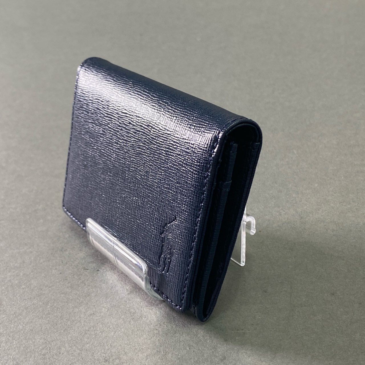 f10 【新品】POLO RALPH LAUREN ポロラルフローレン ワンポイントロゴ ネイビー 牛革 カードケース 名刺入れ メンズ 男性用 小物