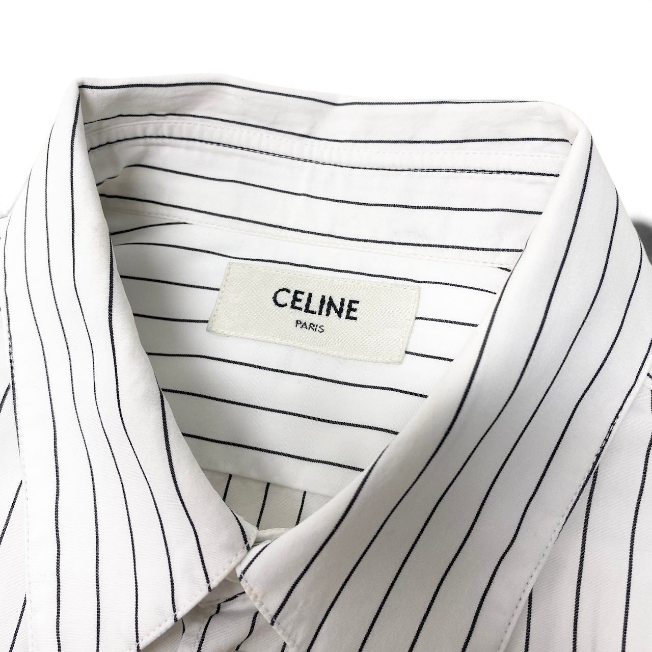 37e28 CELINE セリーヌ Classic Shirt ストライプ コットンポプリン 長袖シャツ 2CO28023F ホワイト コットン100％ メンズ 紳士服o07t