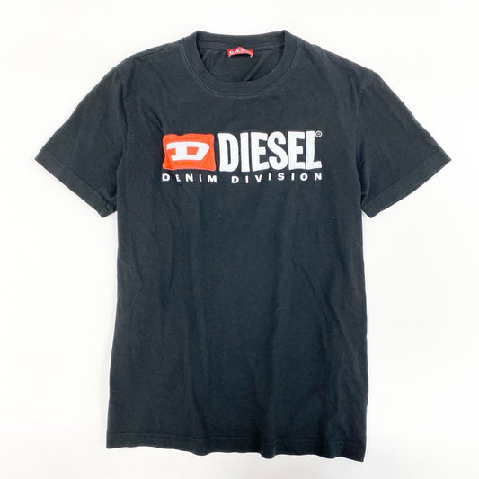 57h28 DIESEL ディーゼル T-DIEGOR-DIV ロゴ刺繍 Tシャツ 半袖カットソー トップス Lサイズ 185 ブラック コットン メンズo07t