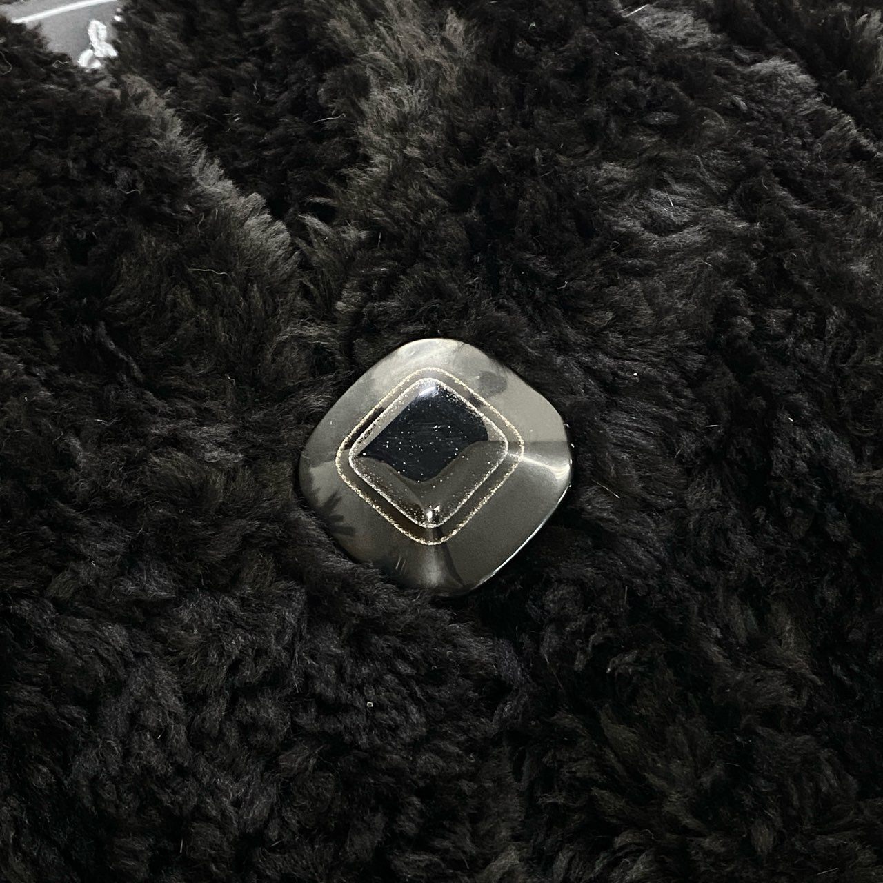 44k14 Erom Roche エロムロシェ ヌートリア ファーコート 毛皮コート 装飾ボタン ボーダー 11号 ブラック グレー レディースu02t