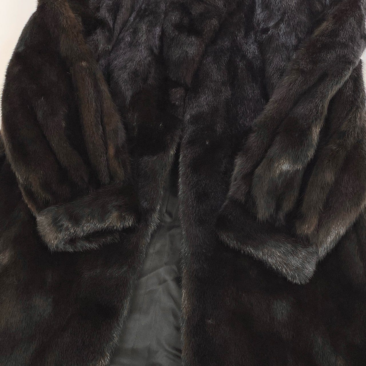 42k14【美品】MOONBAT ムーンバット 毛皮コート ファーコート ミンクファー セミロングコート 7～9サイズ ダークブラウン レディースu02t