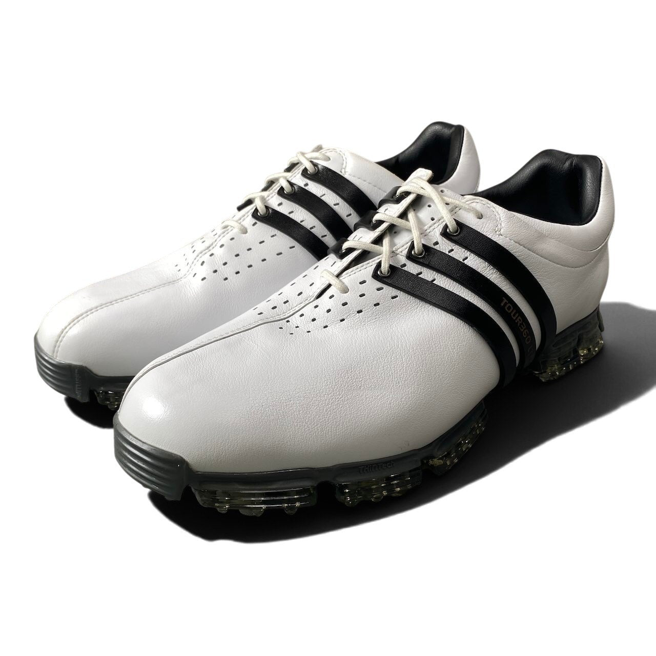 1h11 【極美品】adidas GOLF アディダス ゴルフ ゴルフシューズ TOUR360 3DFitFoam 26センチ ホワイト ブラック レザー メンズ 男性用t18r
