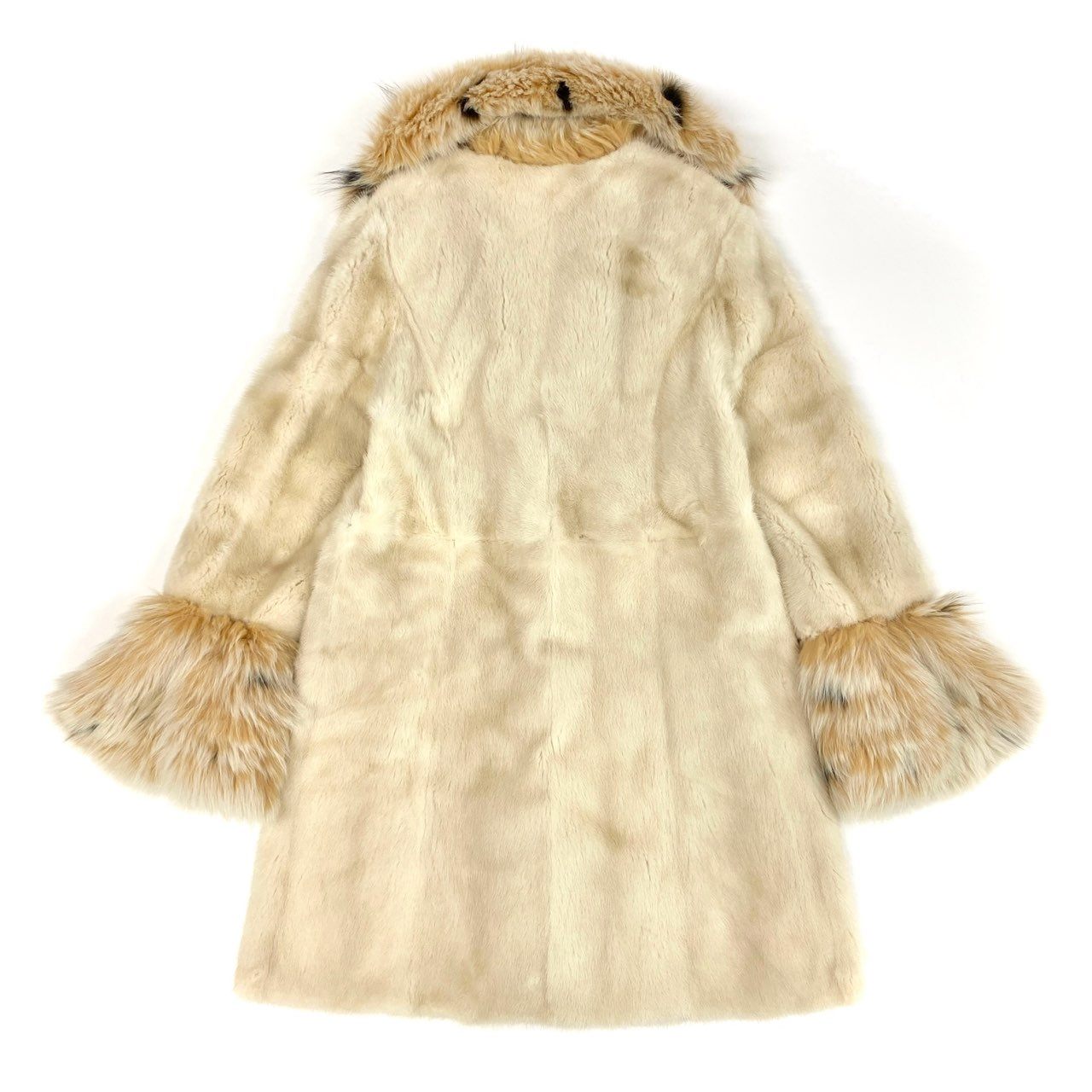 35k2《超希少》 リンクス × ミンク ロングコート 92cm ホワイト 最高級本毛皮 LYNX × MINK FUR リアルファーt18r