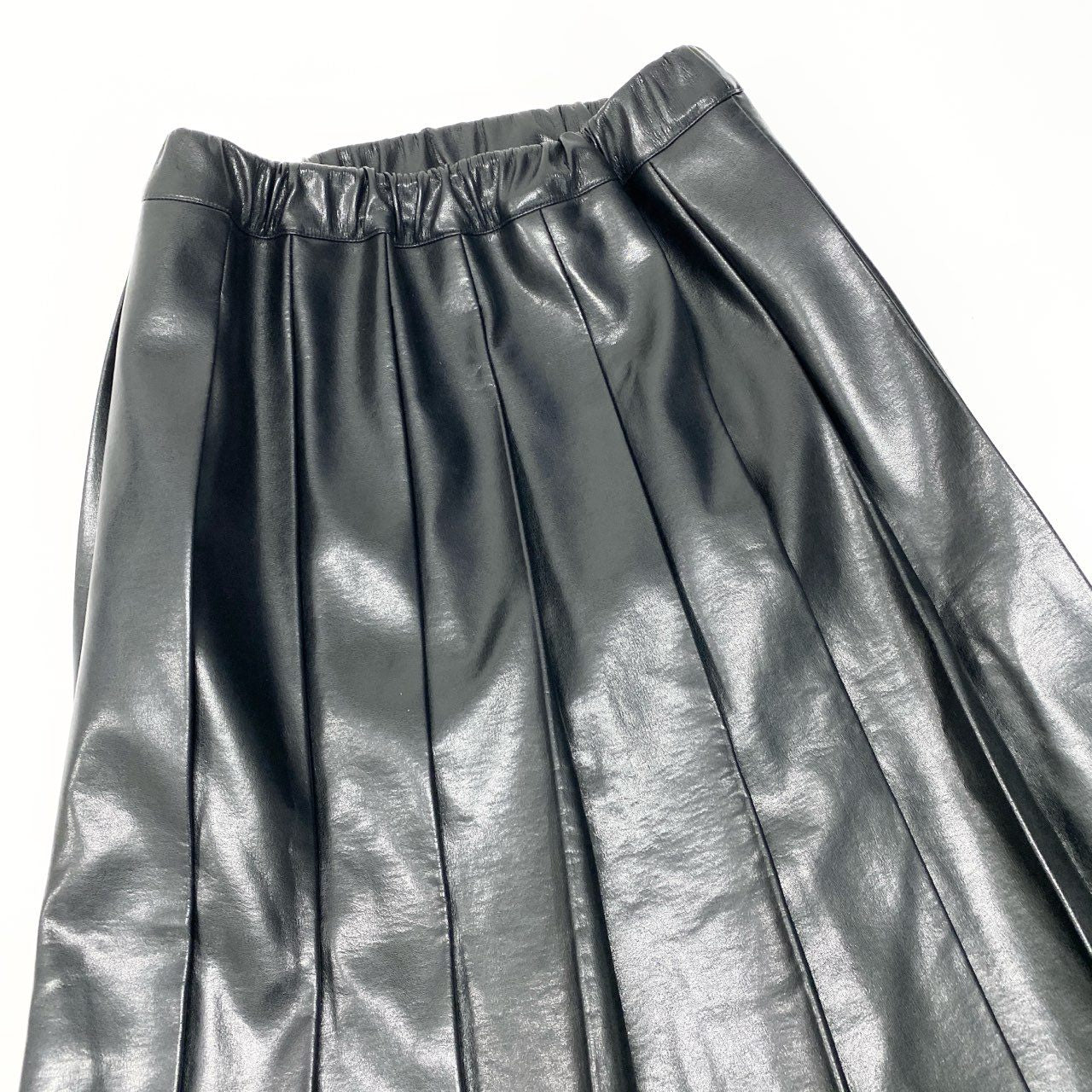 Ac5 tricot COMME des GARCONS トリココムデギャルソン 2019 エコレザー プリーツスカート フレアスカート TE-S004 ブラック レディースu02t