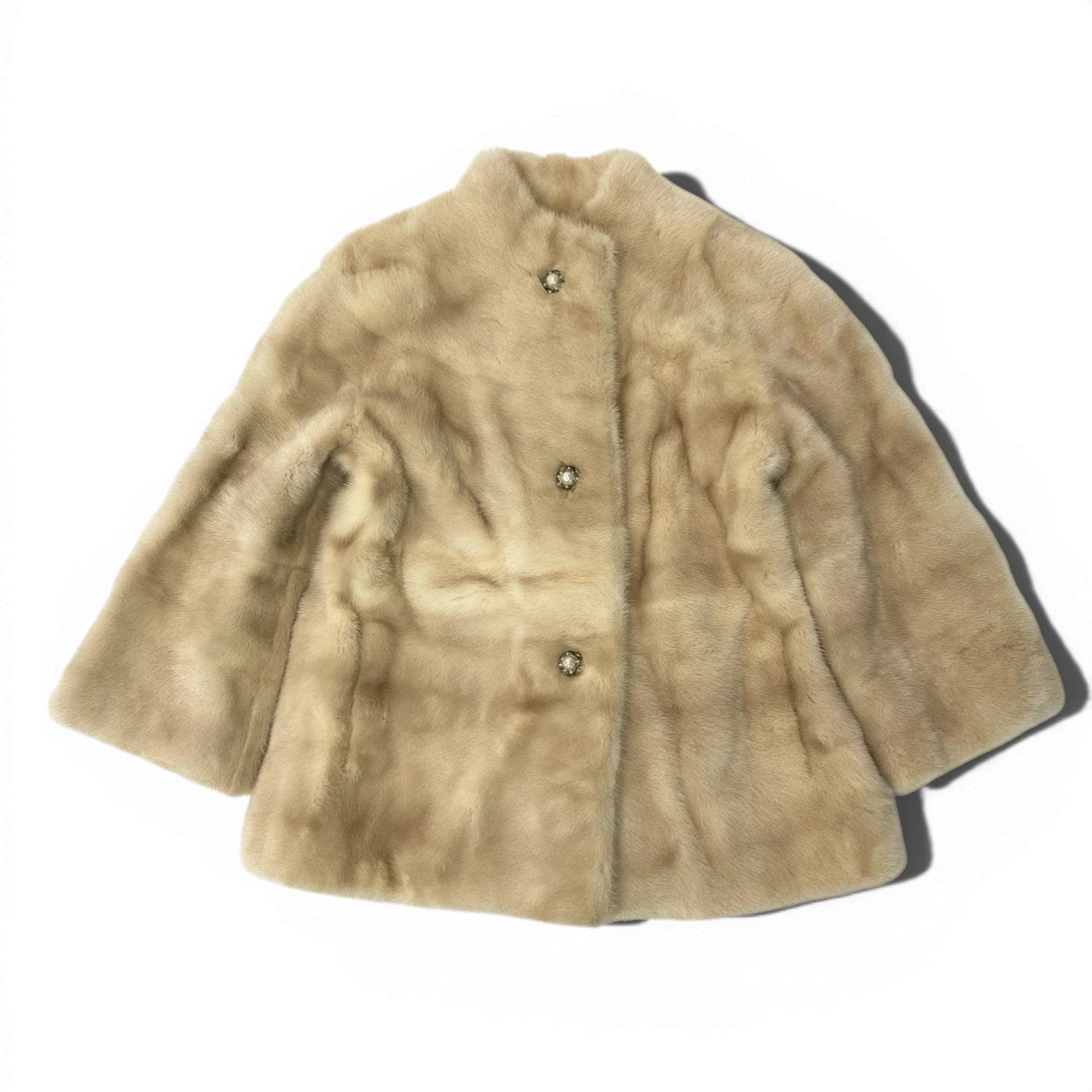 51c14 パールミンク ファーコート サイズF ホワイト 本毛皮 Pearl Mink Fur Coat リアルファー 毛質◎t18r
