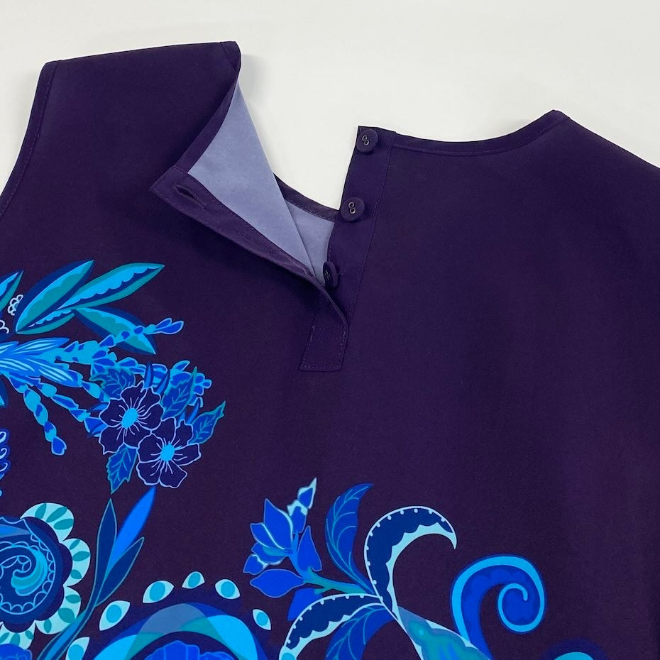 41c10 TOKUKO 1er VOL トクコプルミエヴォル ノースリーブワンピース Aライン 膝丈 花柄 ペイズリー柄 レディース 女性服 サイズ9 パープルu02t