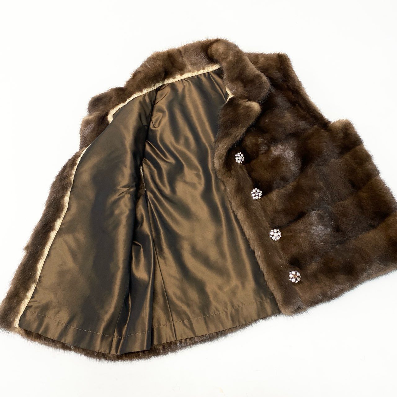 20c14 BIRGER CHRISTENSEN バーガークリステンセン デミバフミンク ミンクベスト 毛皮 装飾ボタン ブラウン ミンクファー レディースu02t