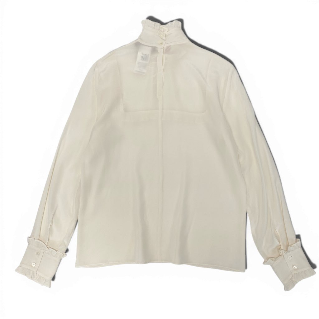 4a9 Max Mara マックスマーラ シルクブラウス フリルブラウス シャツブラウス トップス 36サイズ アイボリー シルク100％ レディースk02i