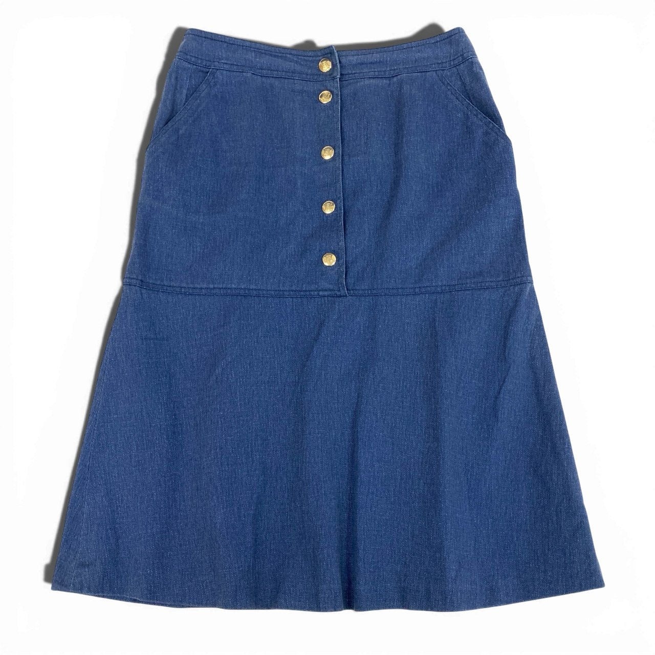 36a30 CELINE JEAN’S セリーヌジーンズ Vintage デニムスカート ロングスカート トリオンフボタン 42サイズ インディゴ コットン100％ レディースo07t